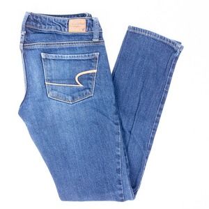 American Eagle Skinny Womens Jeans Faded Dark Wash Size 2 Reg